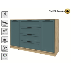 Тумба Тренд КТ-Т160 (Дуб золотой ЛДСП/ Верде ЛМДФ) Ш1600 В1020 Г451